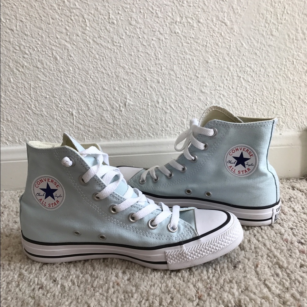 Converse High Tops in Tiffany blue, women's size 6